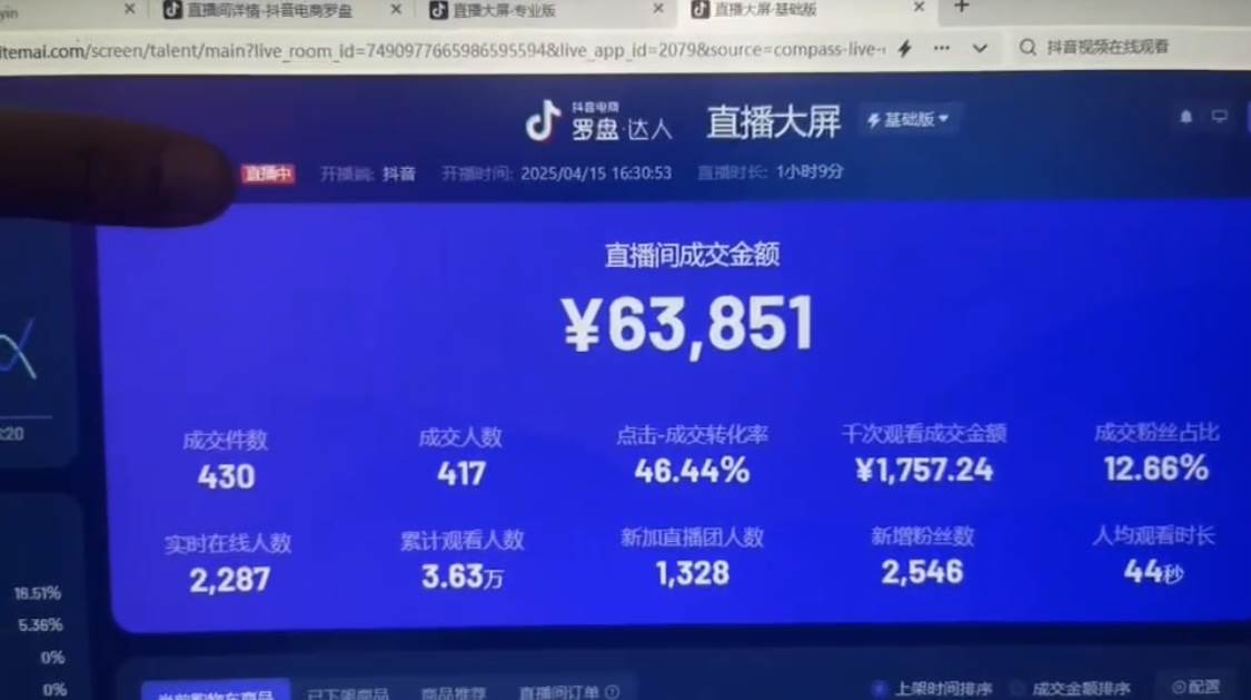 (14509期)抖音破价直播,靠不露脸读稿子, 日入多张,100%起号