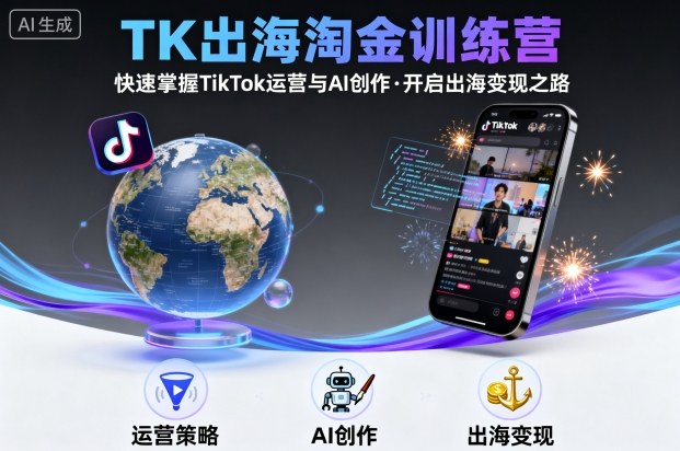 TK出海淘金训练营,助你快速掌握TikTok运营与AI创作,开启出海变现之路-宇文网创