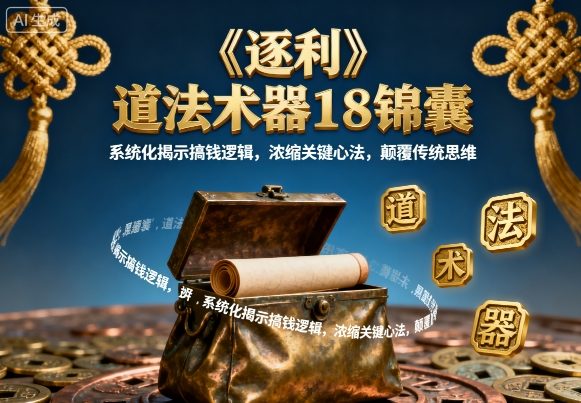 《逐利》道法术器18锦囊,系统化揭示搞钱逻辑,浓缩关键心法,颠覆传统思维-宇文网创