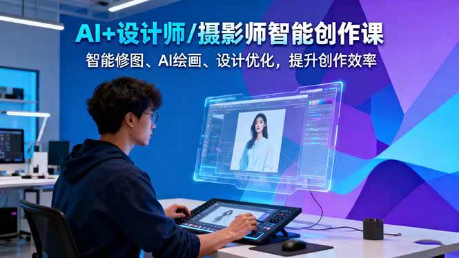 AI+设计师/摄影师智能创作课:智能修图、AI绘画、设计优化,提升创作效率-宇文网创