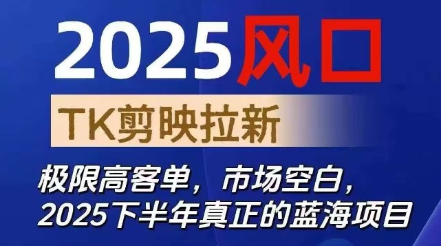 2025风口TK剪映capcut拉新项目,极限高客单,市场空白,2025下半年真正的蓝海项目-宇文网创