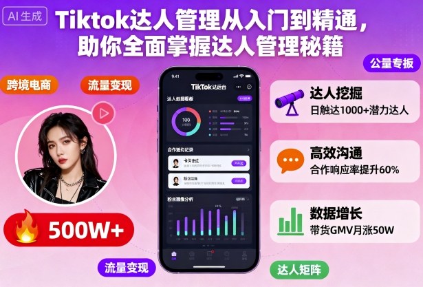 Tiktok达人管理从入门到精通,助你全面掌握达人管理秘籍-宇文网创