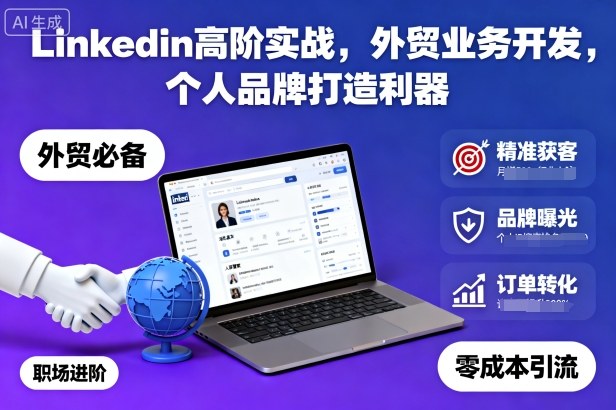 Linkedin高阶实战,外贸业务开发,个人品牌打造利器-宇文网创