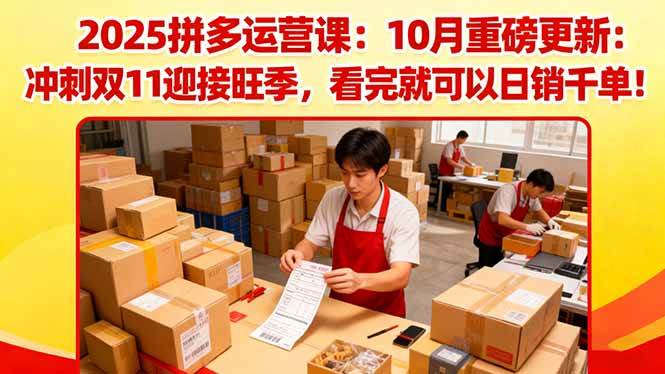 2025拼多多运营课:10月重磅更新:冲刺双11迎接旺季,看完就可以日销千单-宇文网创