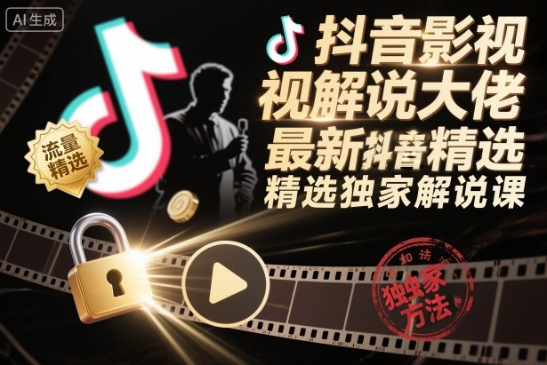 抖音影视解说大佬最新抖音进精选和独家方法,精选独家解说课-宇文网创