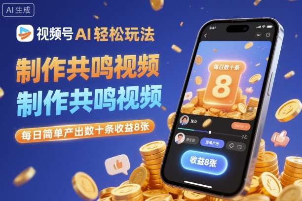 视频号AI轻松玩法,制作共鸣视频,每日简单产出数十条收益8张-宇文网创