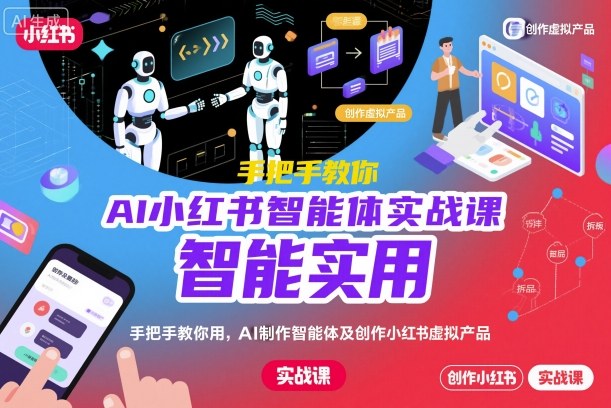 AI小红书智能体实战课,手把手教你用AI制作智能体及创作小红书虚拟产品,提效+内容商业化-宇文网创