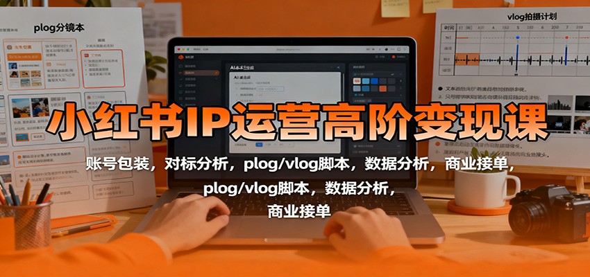 小红书IP运营高阶变现课:账号包装,对标分析,plog/vlog脚本,数据分析,商业接单-宇文网创