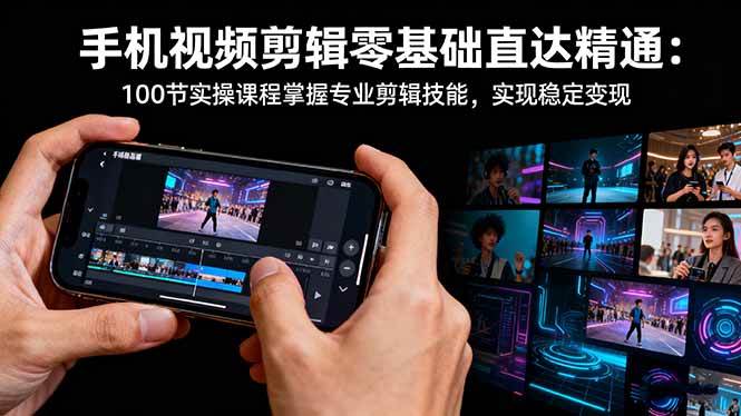 手机视频剪辑零基础直达精通:100节实操课程掌握专业剪辑技能,实现稳…-宇文网创