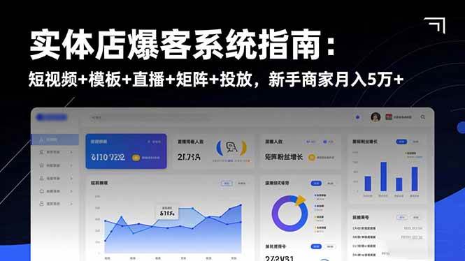 实体店爆客系统指南:短视频+模板+直播+矩阵+投放,新手商家月入5万+-宇文网创