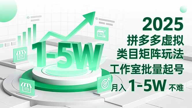 (16548期)2025 拼多多虚拟类目矩阵玩法,工作室批量起号,月入 1-5W 不难