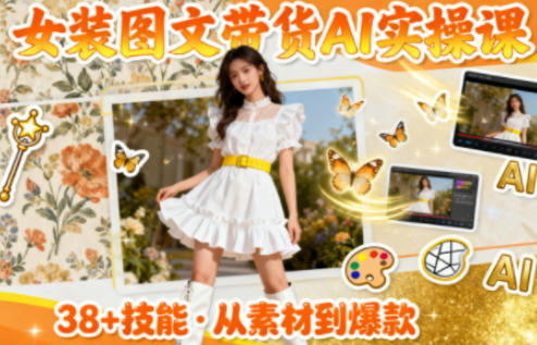 女装图文带货的AI实操课,覆盖38个实用技能,快速提升素材制作效率-宇文网创