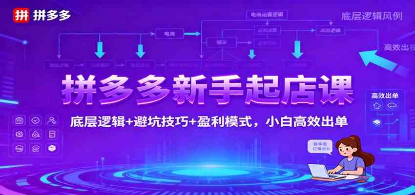 拼多多新手起店课:底层逻辑+避坑技巧+盈利模式,小白高效出单-宇文网创