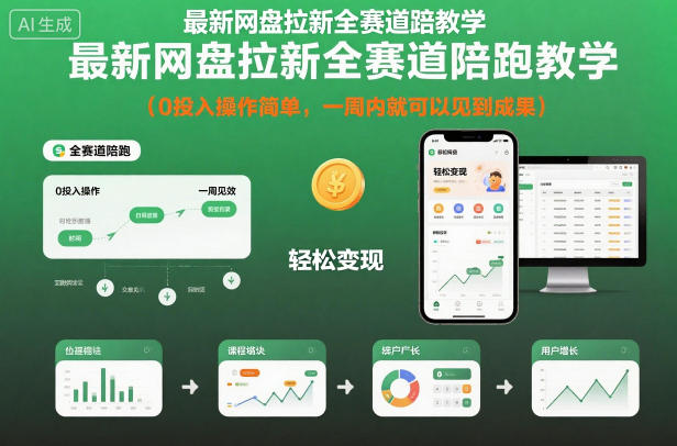 最新网盘拉新全赛道陪跑教学,0投入操作简单,一周内就可以见到成果-宇文网创