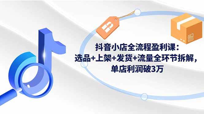 抖音小店全流程盈利课:选品+上架+发货+流量全环节拆解,单店利润破3万-宇文网创