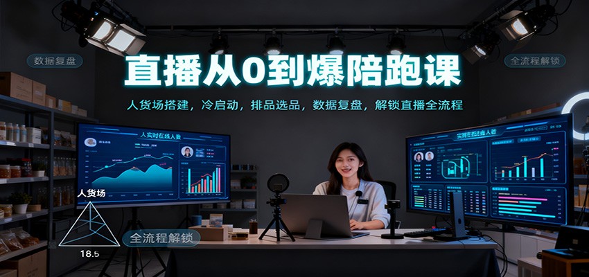直播从0到爆陪跑课:人货场搭建,冷启动,排品选品,数据复盘,解锁直播全流程-宇文网创