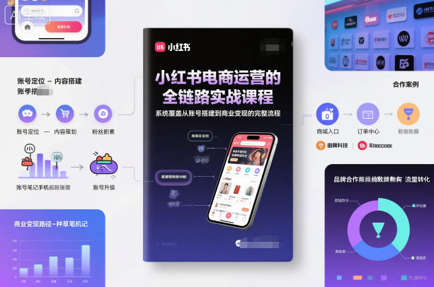 小红书电商运营的全链路实战课程,系统覆盖从账号搭建到商业变现的完整流程-宇文网创