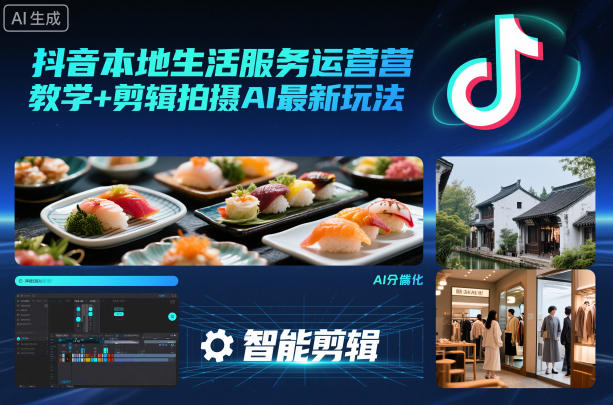 抖音本地生活服务运营教学+剪辑拍摄AI最新玩法-宇文网创