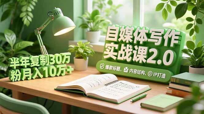 自媒体写作实战课2.0,爆款标题、内容结构、IP打造,半年复制30万粉月入10万+-宇文网创