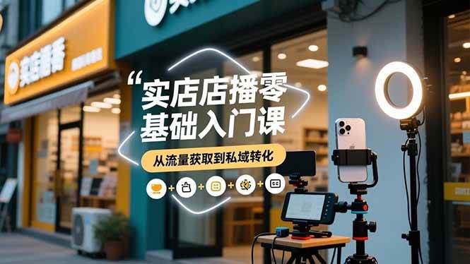 实体店播零基础入门课,实体店+短视频+直播+微信生态+私域社群,从流量获取到私域转化-宇文网创