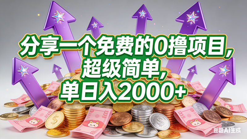 分享一个免费的,0撸靠谱小项目,超级简单,单日入2000+-宇文网创