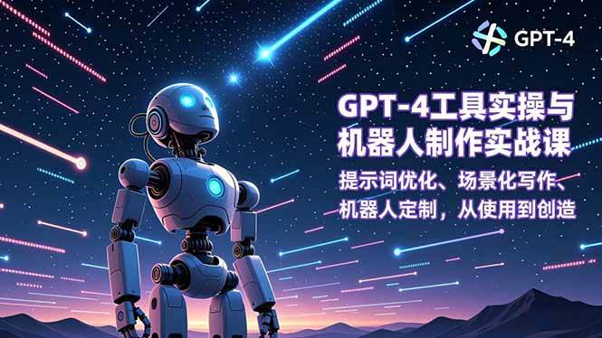 GPT-4工具实操与机器人制作实战课:提示词优化、场景化写作、机器人定制,从使用到创造-宇文网创