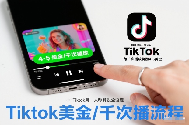 TK中视频计划项目,Tiktok第一人称解说流程,每干次播放奖励4-5美金-宇文网创