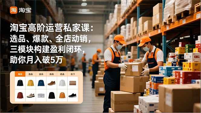 淘宝高阶运营私家课:选品、爆款、全店动销,三模块构建盈利闭环,助你月入破5万-宇文网创