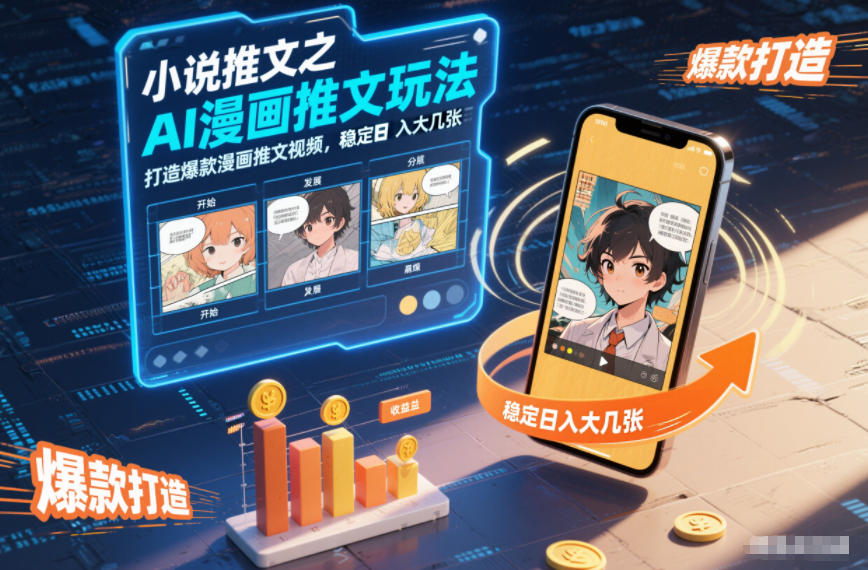 小说推文之AI漫画推文玩法,打造爆款漫画推文视频,稳定日入大几张-宇文网创