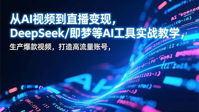 从AI视频到直播变现,DeepSeek/即梦等AI工具实战教学,生产爆款视频,打造高流量账号-宇文网创