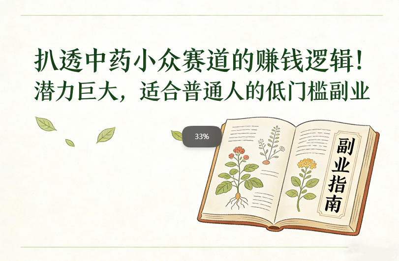 扒透中药小众赛道的賺米逻辑,潜力巨大,适合普通人的低门槛副业-宇文网创