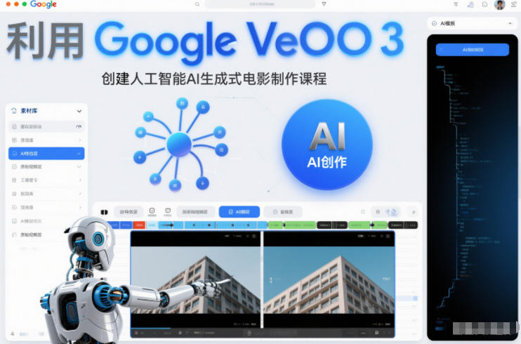 利l用Google Veo 3创建人工智能AI生成式电影制作课程,使用人工智能的力量创建令人惊叹的视频-宇文网创