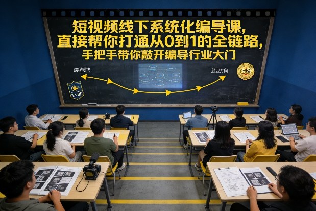 短视频线下系统化编导课,直接帮你打通从0到1的全链路,手把手带你敲开编导行业大门-宇文网创