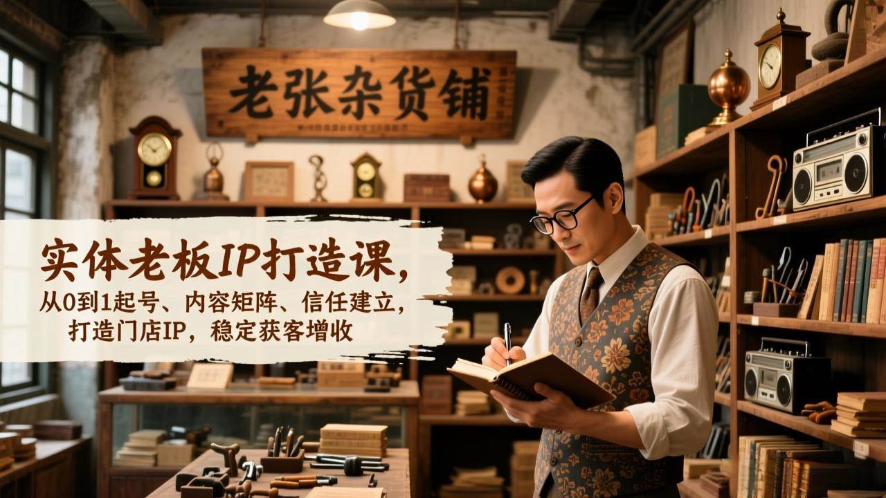 实体老板IP打造课,从0到1起号、内容矩阵、信任建立,打造门店IP,稳定获客增收-宇文网创