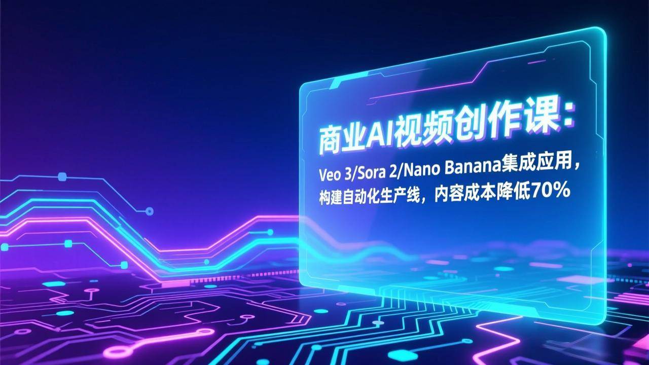 商业AI视频创作课:Veo 3/Sora 2/Nano Banana集成应用,构建自动化生产线,内容成本降低70%-宇文网创