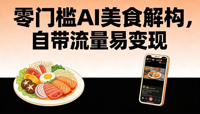 零门槛AI美食解构,自带流量易变现-宇文网创