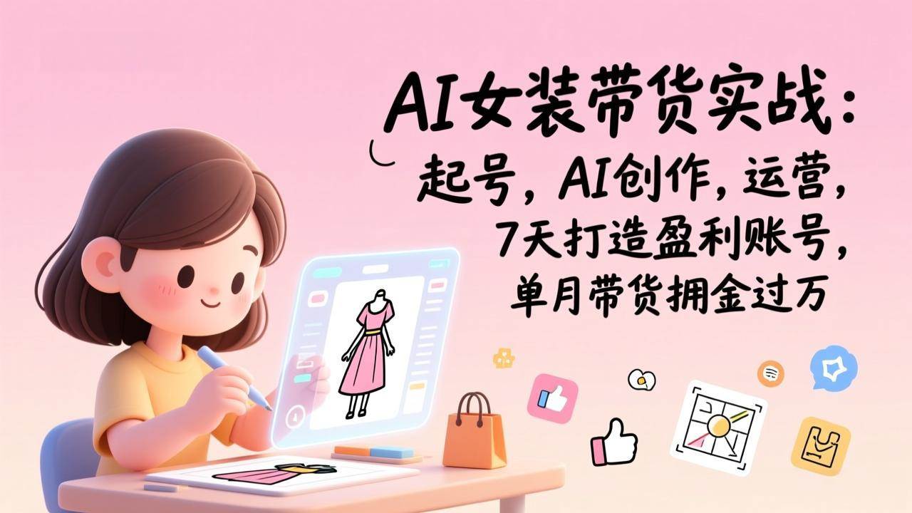 AI女装带货实战班:起号,AI创作,运营,7天打造盈利账号,单月带货佣金过万-宇文网创