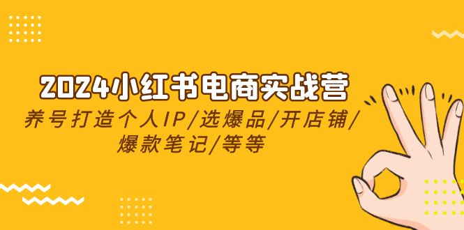 2024小红书电商实战营，养号打造IP/选爆品/开店铺/爆款笔记/等等（-宇文网创