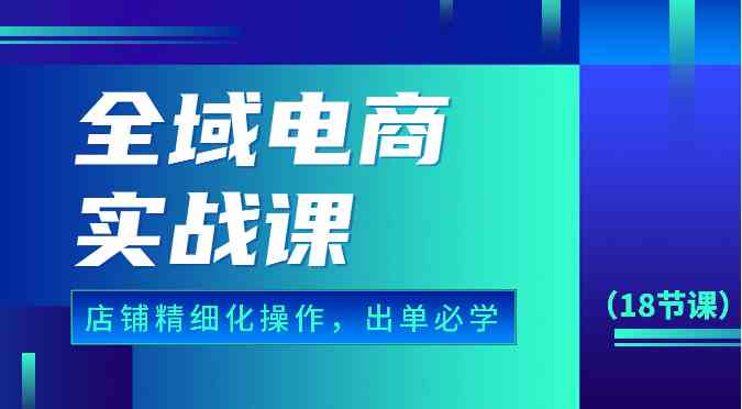 全域电商实战课，个人店铺精细化操作流程，出单必学内容（-宇文网创