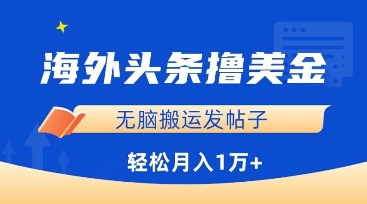 海外头条撸美金，无脑搬运发帖子，月入1万+，小白轻松掌握【揭秘】-宇文网创