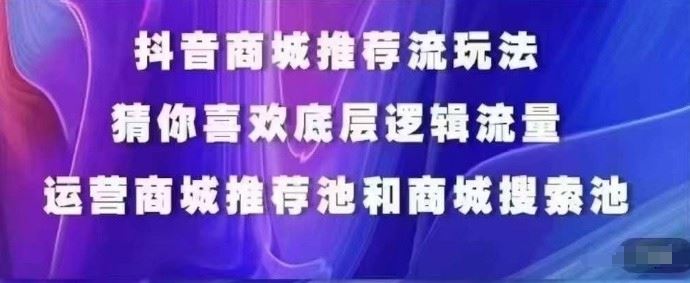 抖音商城运营课程，猜你喜欢入池商城搜索商城推荐人群标签覆盖-宇文网创