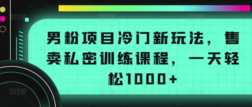 男粉项目冷门新玩法，售卖私密训练课程，一天轻松1000+【揭秘】-宇文网创