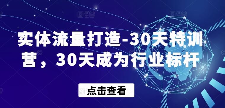 实体流量打造-30天特训营，30天成为行业标杆-宇文网创