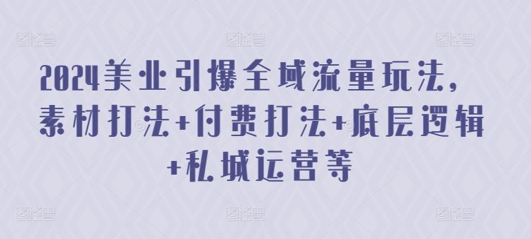 2024美业引爆全域流量玩法，素材打法 付费打法 底层逻辑 私城运营等-宇文网创