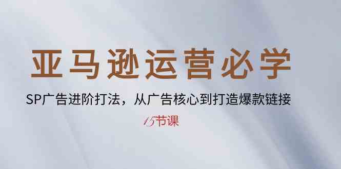 亚马逊运营必学： SP广告进阶打法，从广告核心到打造爆款链接（-宇文网创