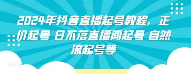 2024年抖音直播起号教程，正价起号 日不落直播间起号 自然流起号等-宇文网创