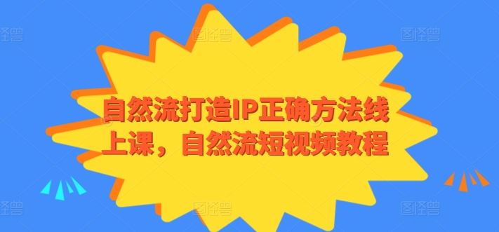 自然流打造IP正确方法线上课，自然流短视频教程-宇文网创