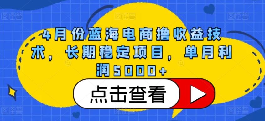 4月份蓝海电商撸收益技术，长期稳定项目，单月利润5000+【揭秘】-宇文网创