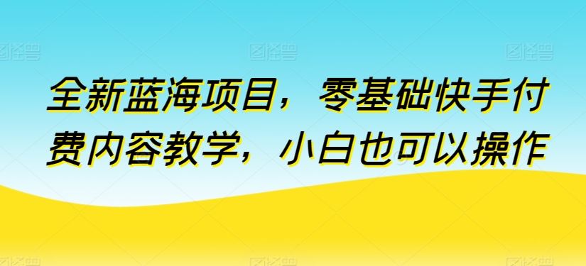 全新蓝海项目，零基础快手付费内容教学，小白也可以操作【揭秘】-宇文网创