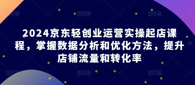 2024京东轻创业运营实操起店课程，掌握数据分析和优化方法，提升店铺流量和转化率-宇文网创